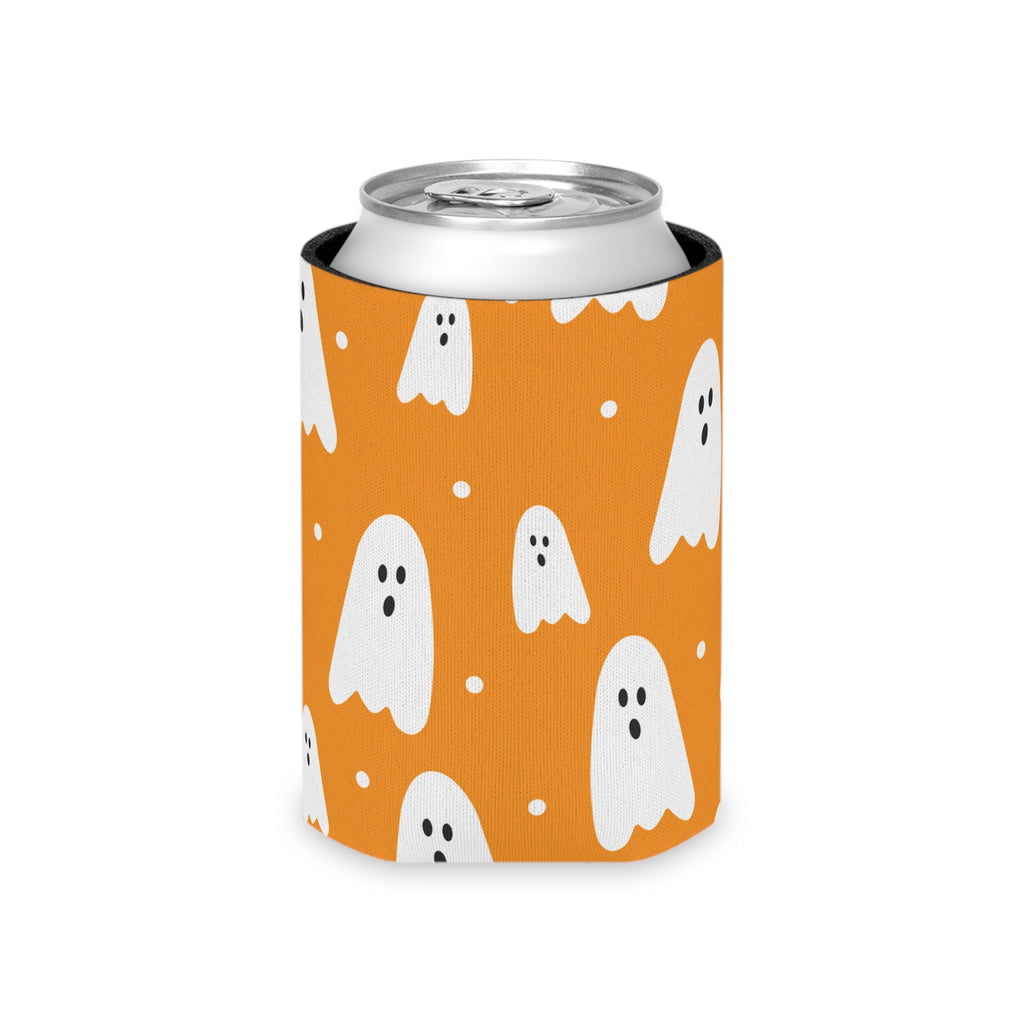 Ghost Halloween Can Cooler –Fall Autumn Beverage Orange White