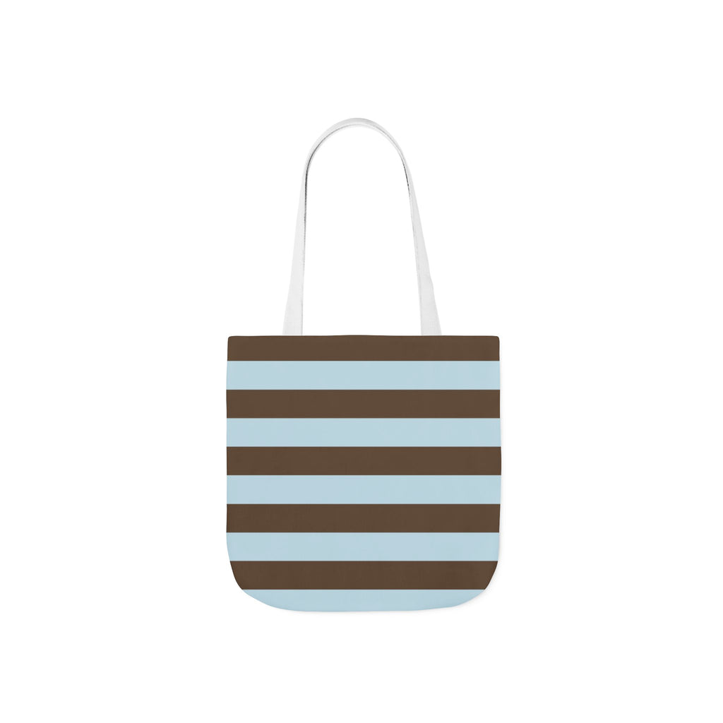 Striped Canvas Tote Bag — Blue & Brown Beach-Ready Shopper