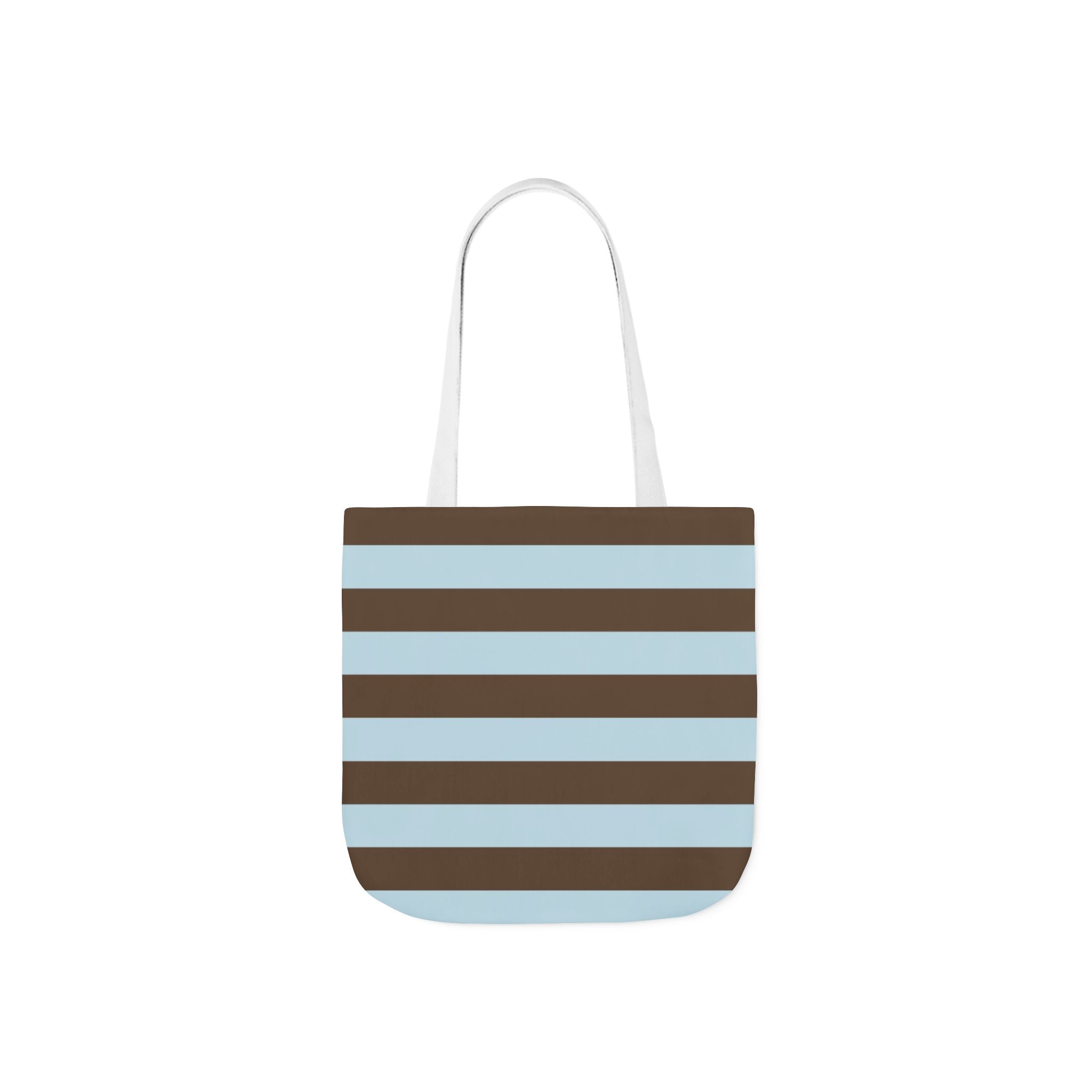 Striped Canvas Tote Bag — Blue & Brown Beach-Ready Shopper