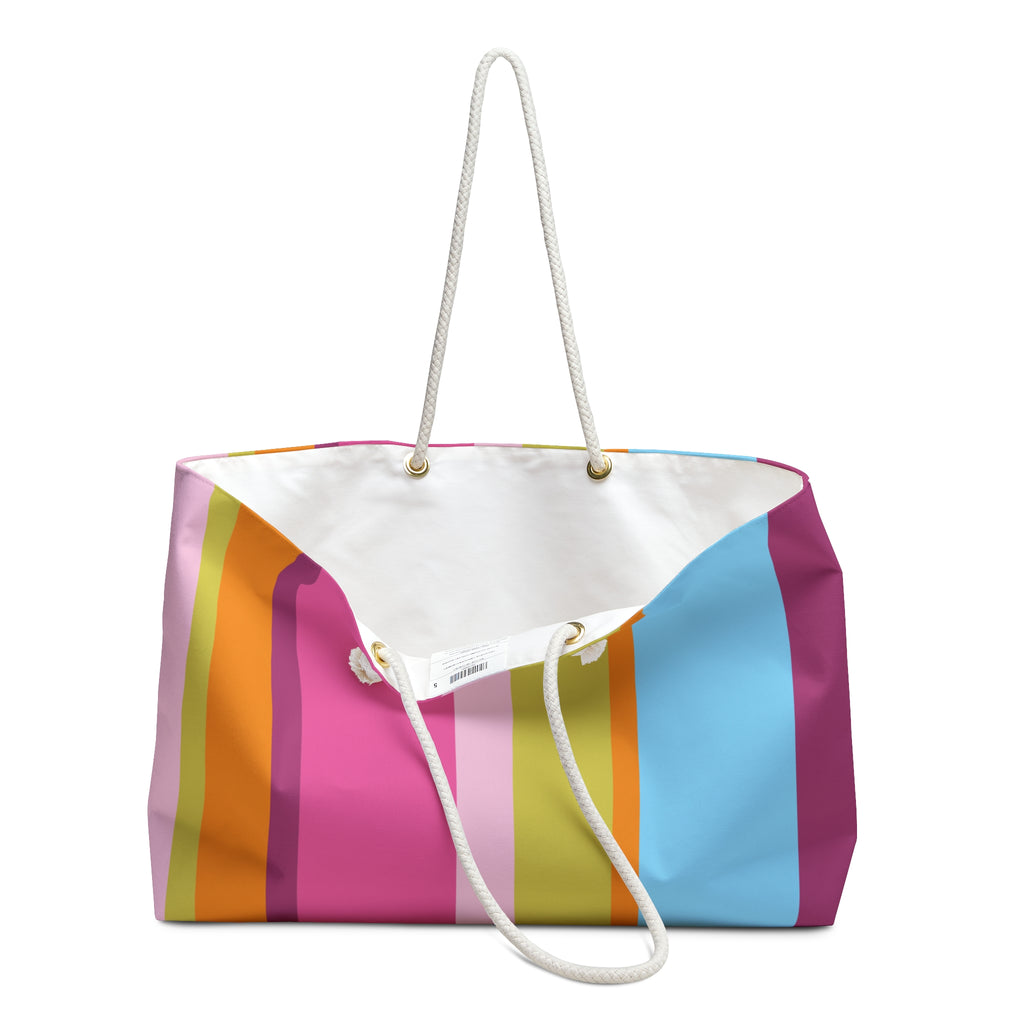 Striped Weekender Bag — Large Travel or Beach Tote
