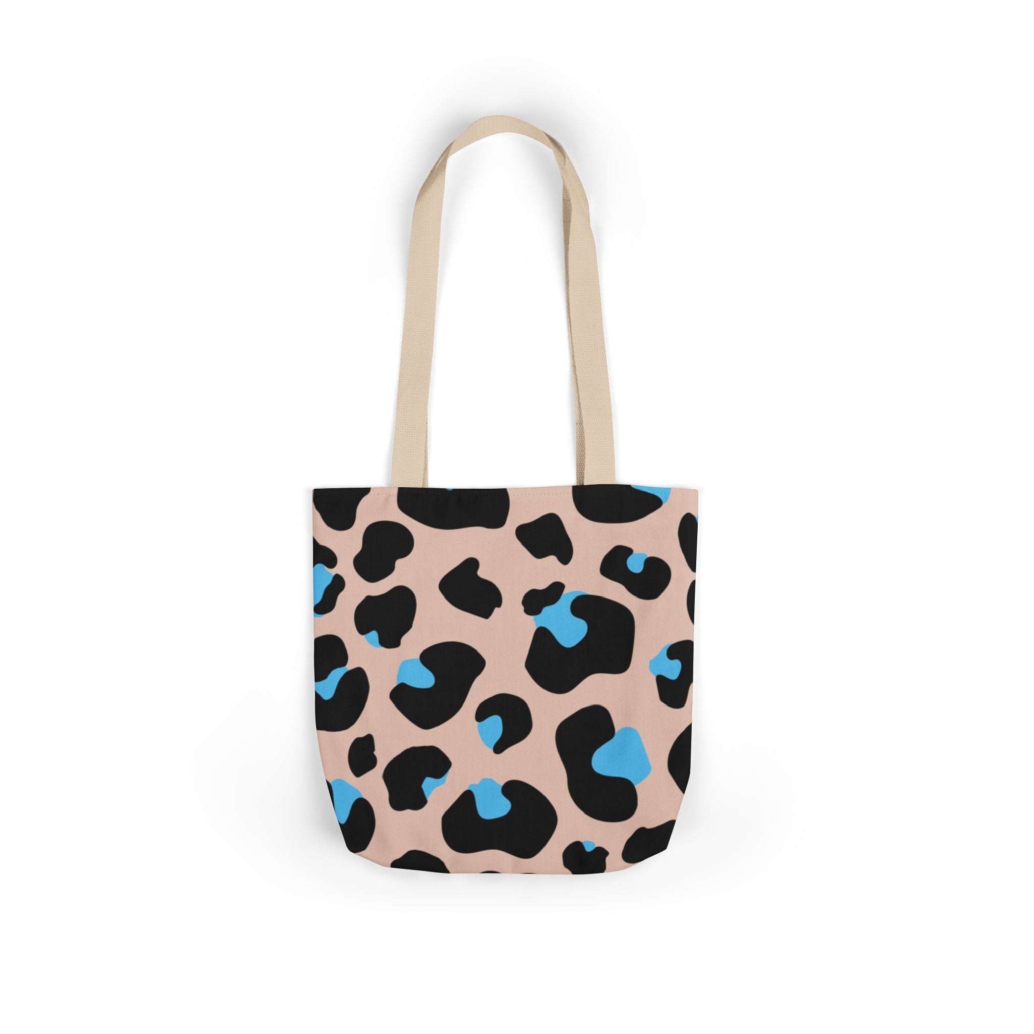 Canvas Tote Bag — Brown Blue Leopard  Beach-Ready Shopper