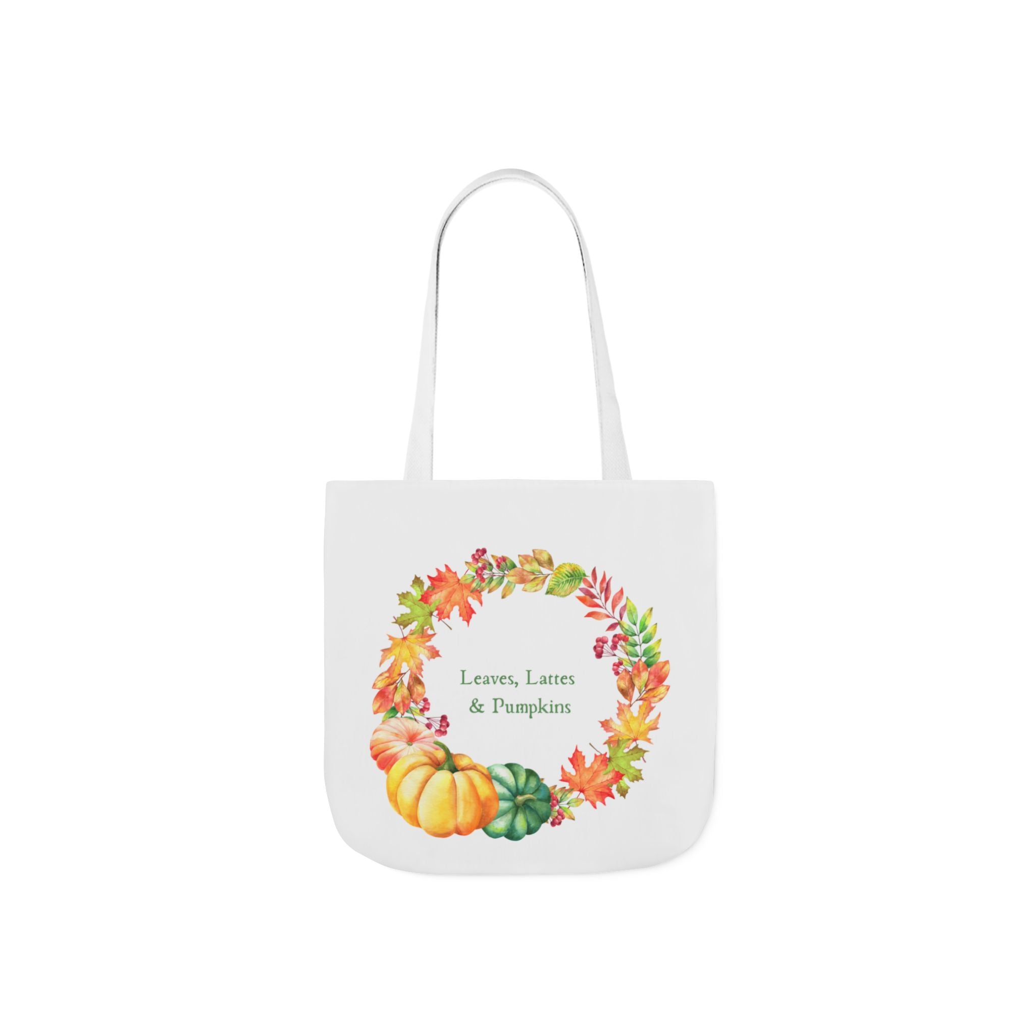 Halloween Canvas Tote Bag — Leaves Lattes & Pumpkins Beach-Ready Shopper