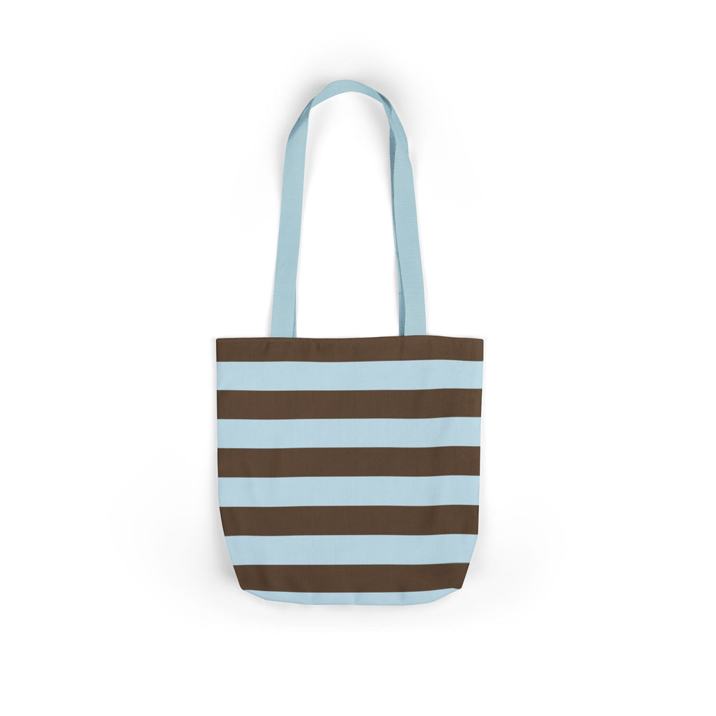 Striped Canvas Tote Bag — Blue & Brown Beach-Ready Shopper