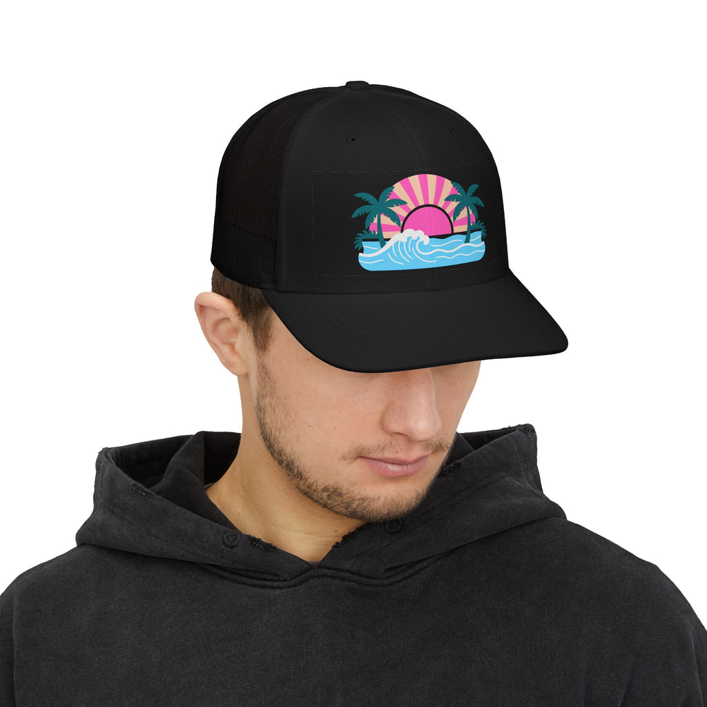 Pastel Beach Vibes Trucker Cap - Black