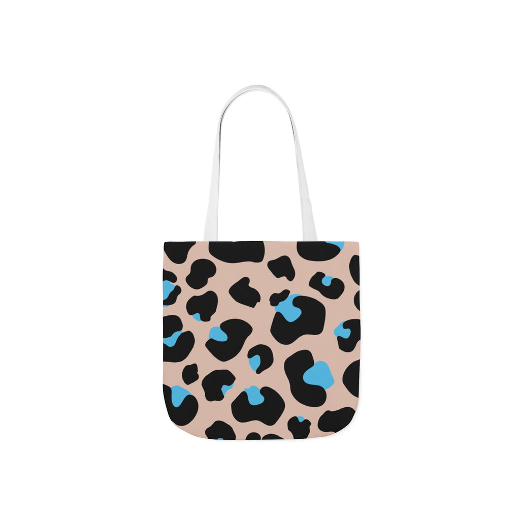 Canvas Tote Bag — Brown Blue Leopard  Beach-Ready Shopper