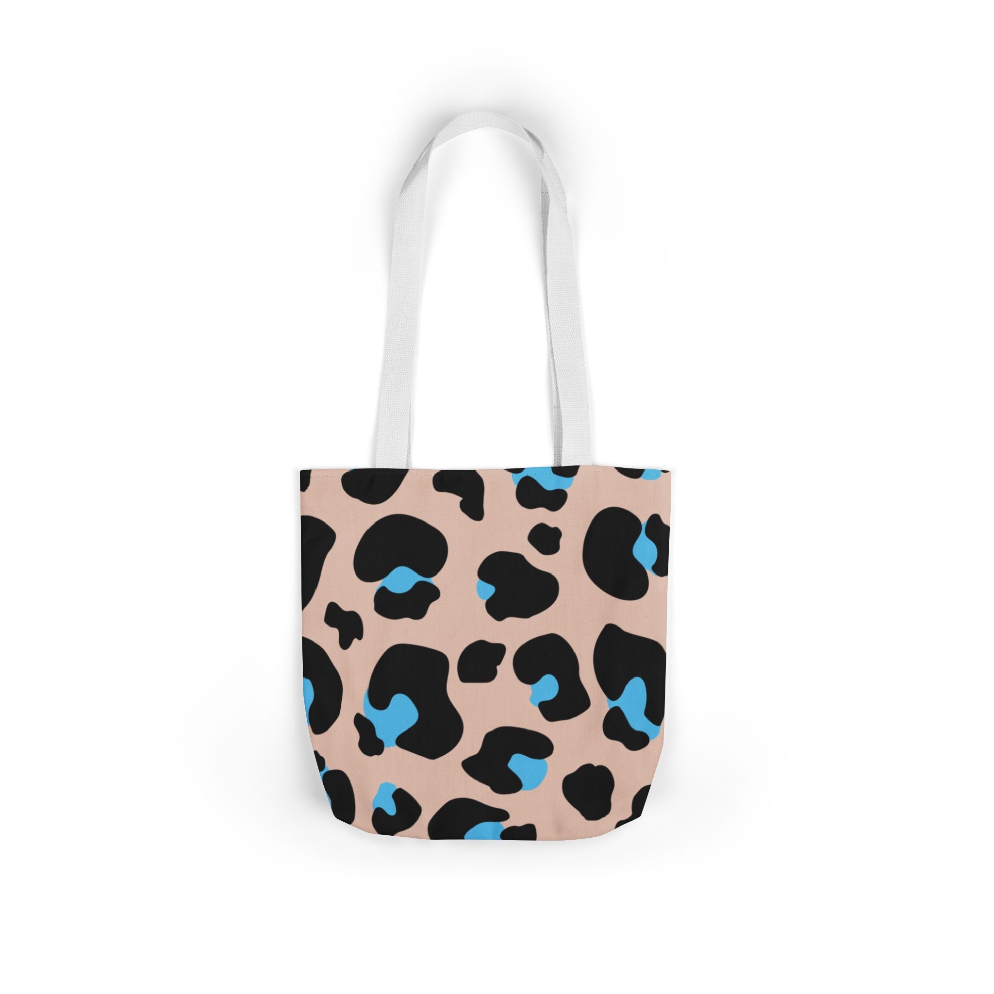 Canvas Tote Bag — Brown Blue Leopard  Beach-Ready Shopper