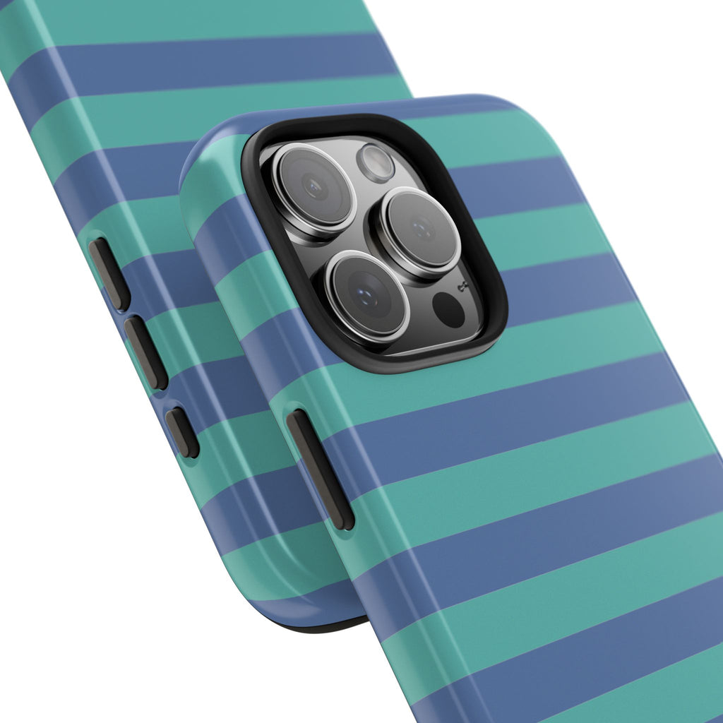 iPhone Case Navy Aqua Stripes