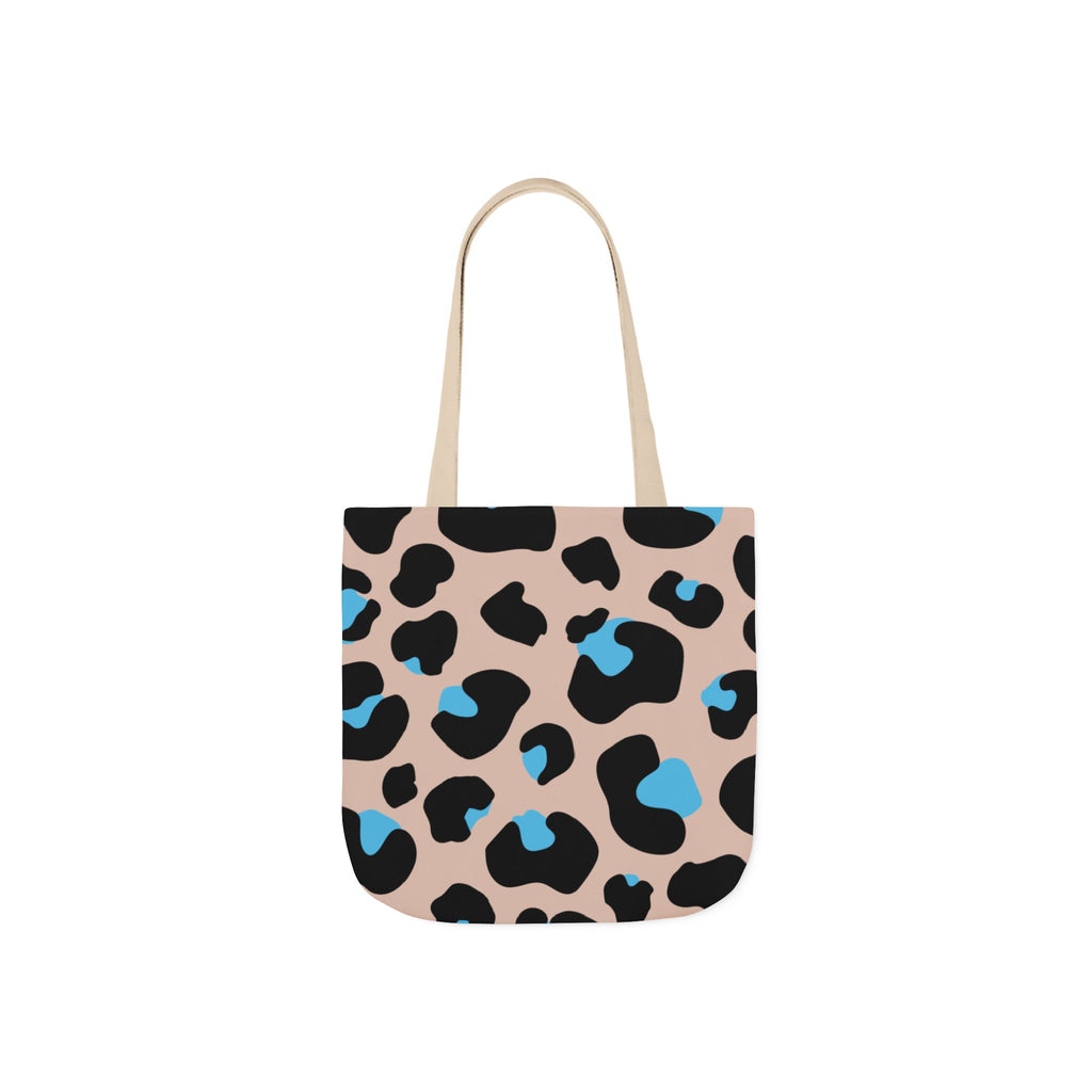 Canvas Tote Bag — Brown Blue Leopard  Beach-Ready Shopper