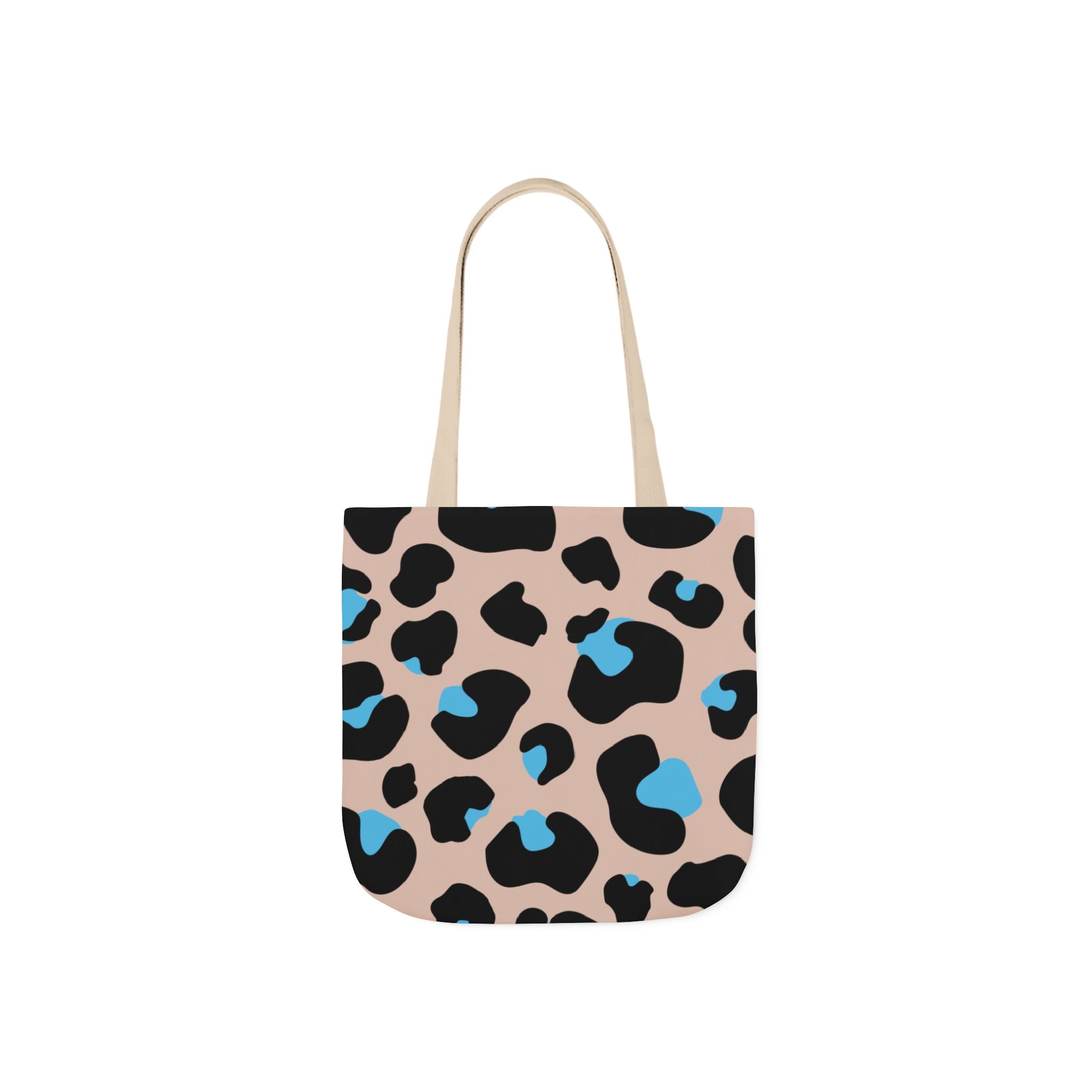 Canvas Tote Bag — Brown Blue Leopard  Beach-Ready Shopper