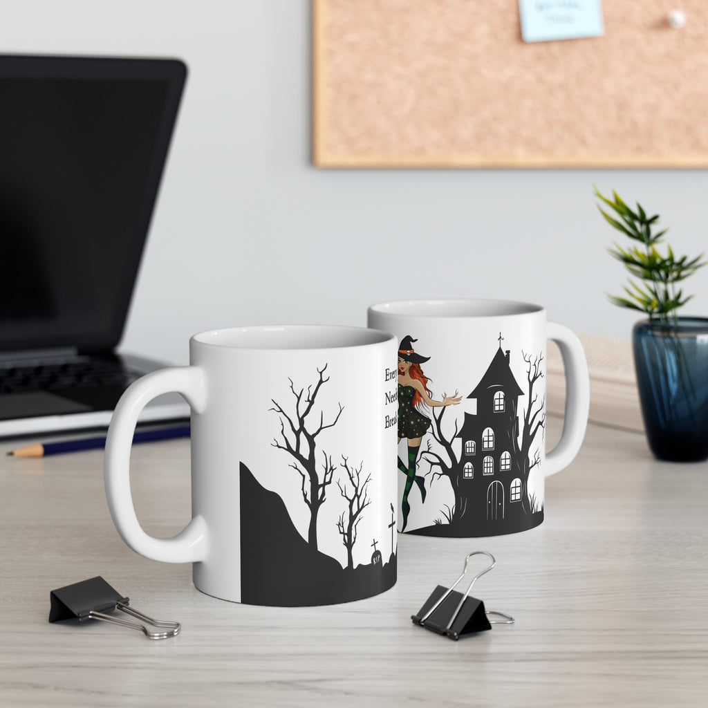 Every Witch Needs a Break Coffee Halloween Mug — Ceramic Coffee Cup