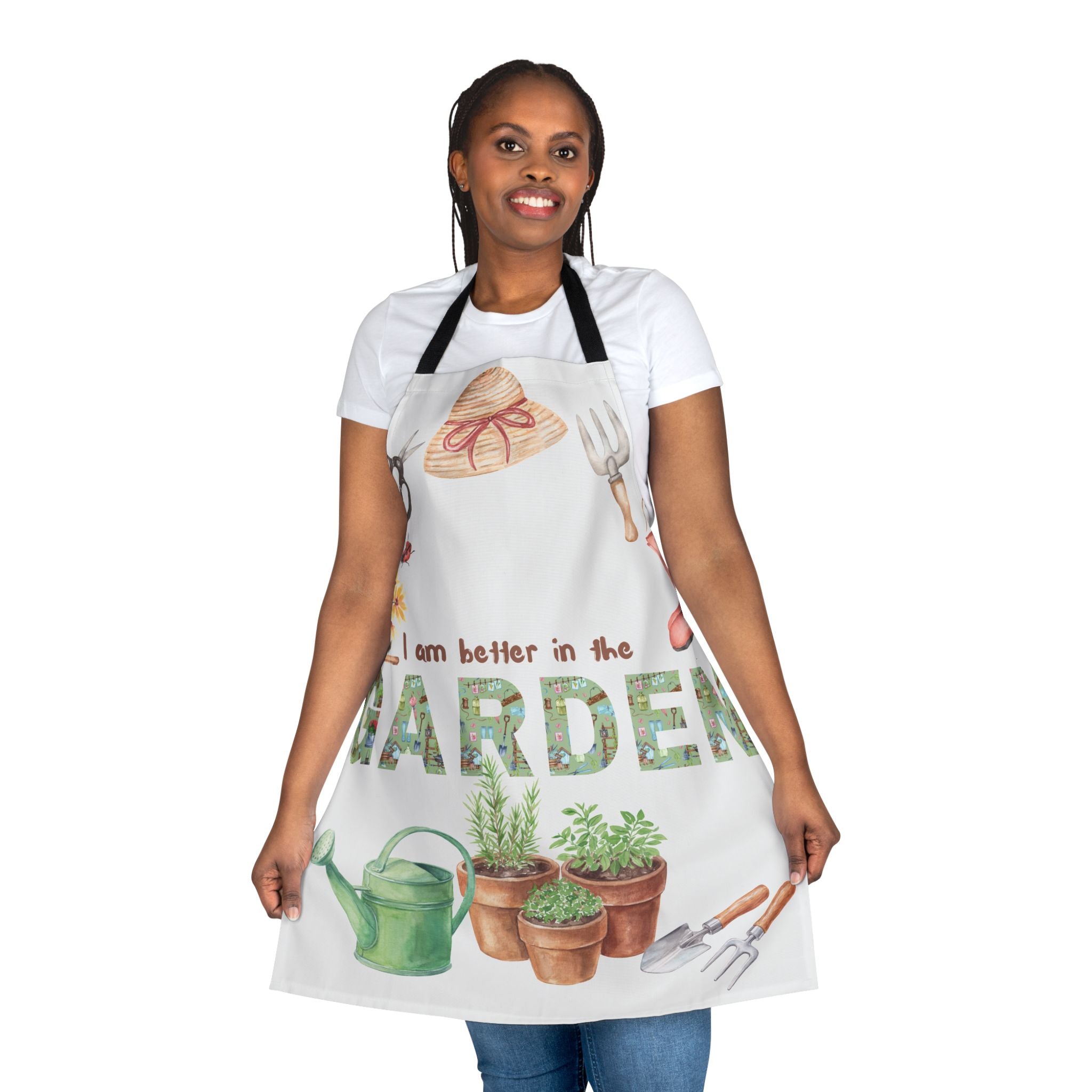 Garden or Kitchen Apron — "I Am Better in the Garden" Floral Watercolor Gardening Apron