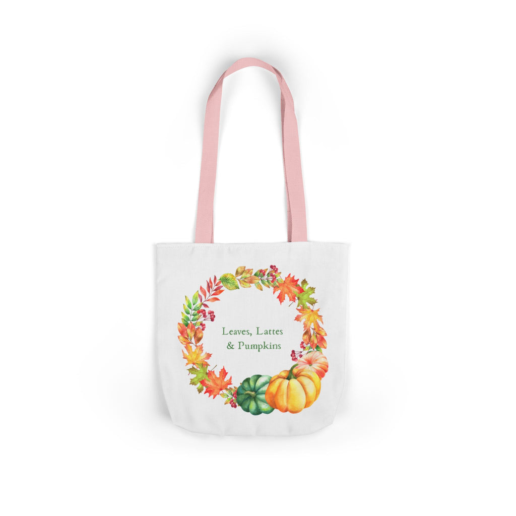 Halloween Canvas Tote Bag — Leaves Lattes & Pumpkins Beach-Ready Shopper