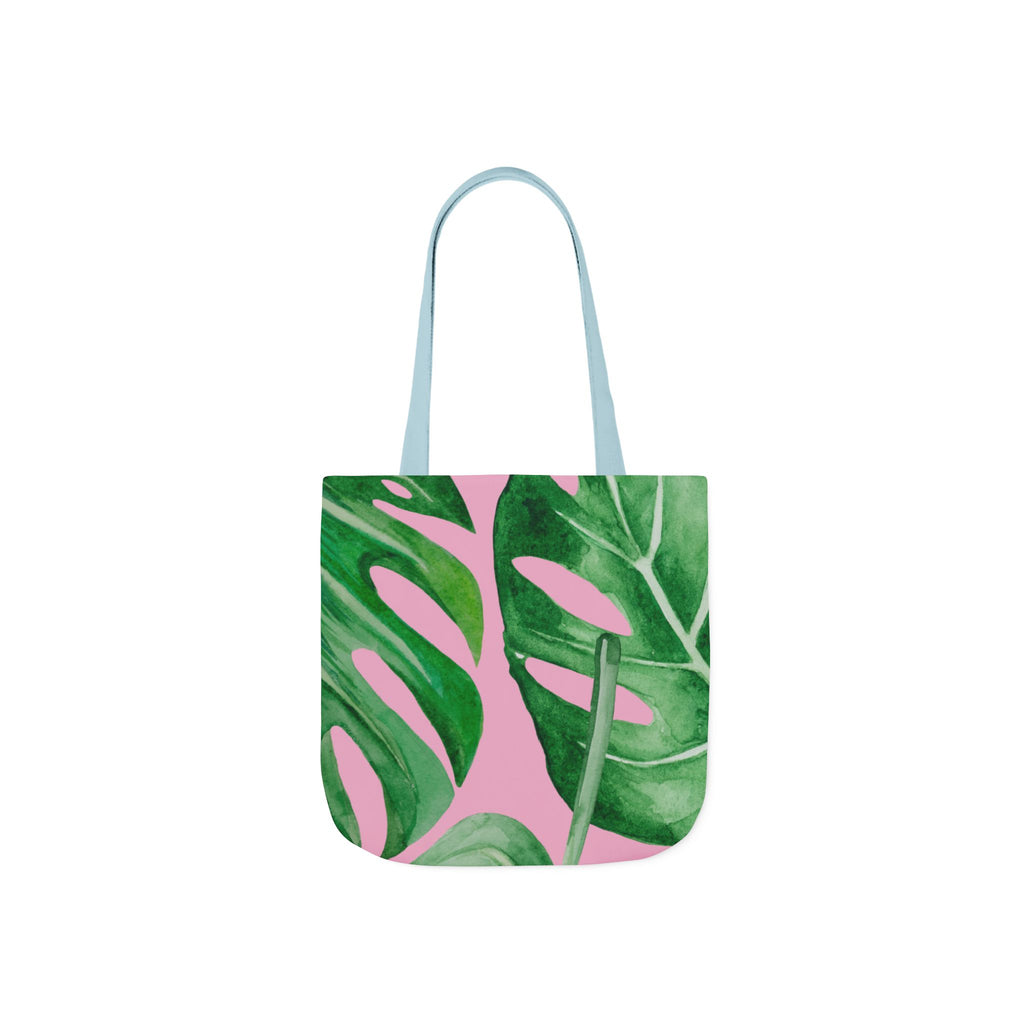Striped Canvas Tote Bag — Tropical Beach-Ready Shopper