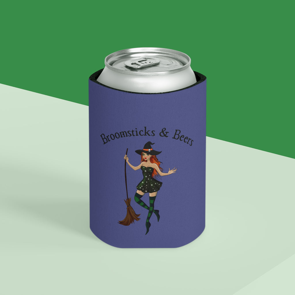 Witch with Broomsticks & Beers Halloween Can Cooler –Fall Autumn Halloween