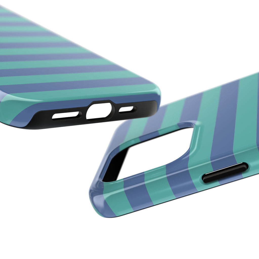 iPhone Case Navy Aqua Stripes