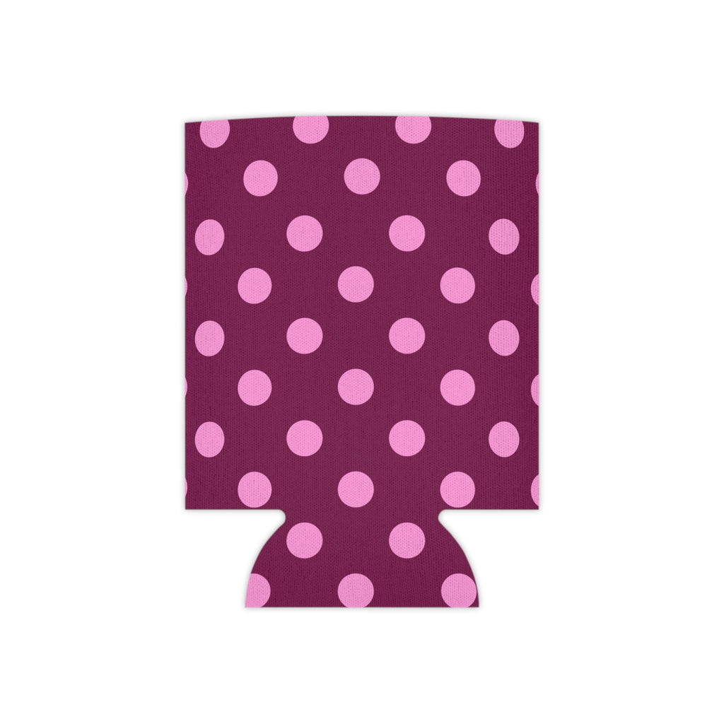 Pink Maroon Polka Dot Design Can Cooler