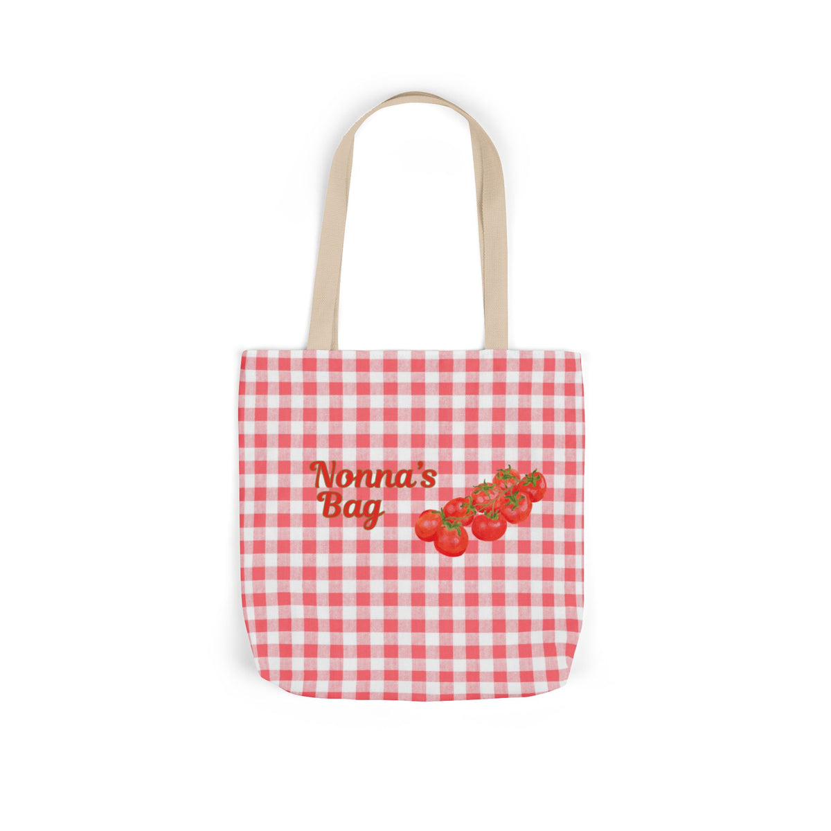 Nonna Tomato Red Gingham Canvas Tote Bag  - Beach-Ready Shopper
