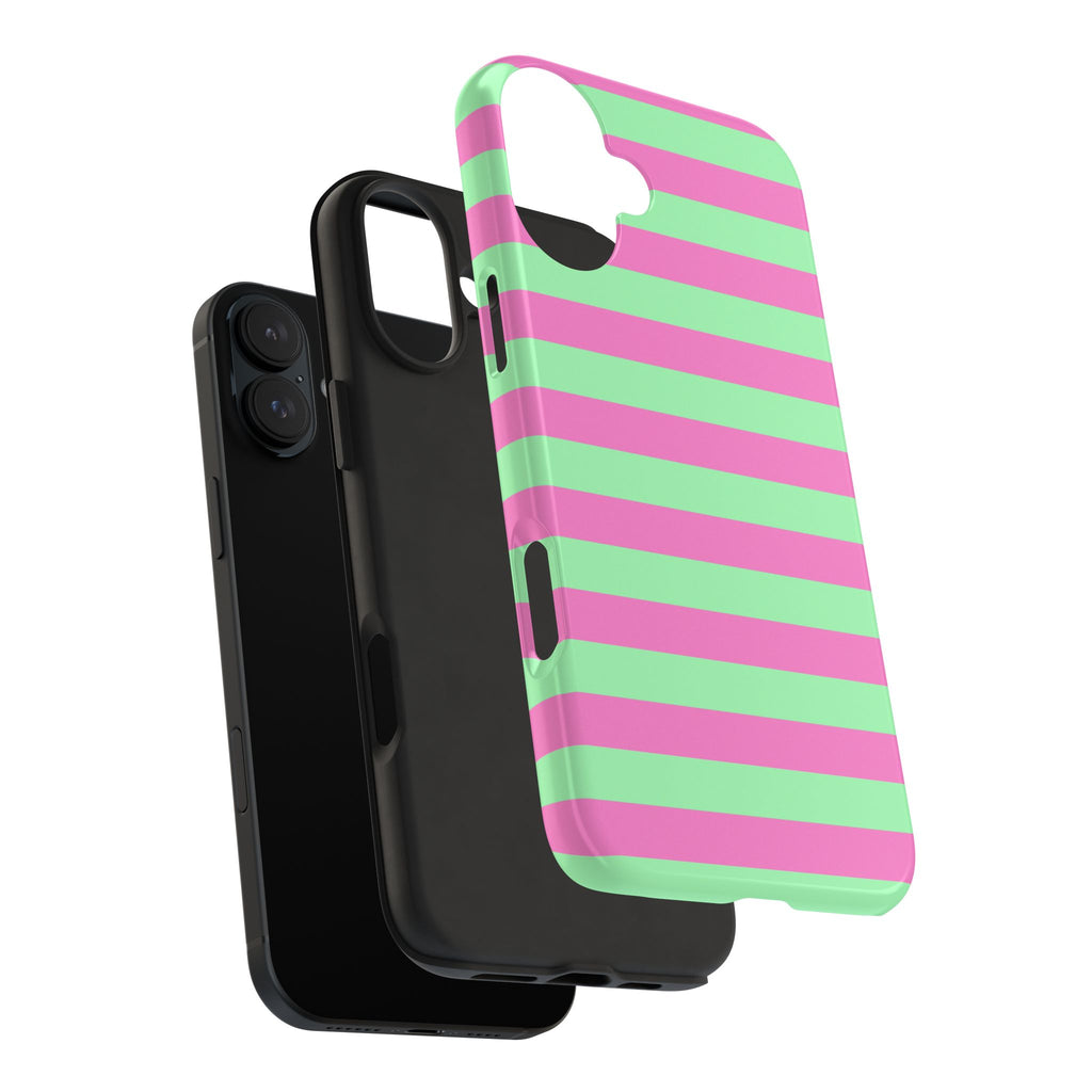 iPhone Case - Pink Green Stripes