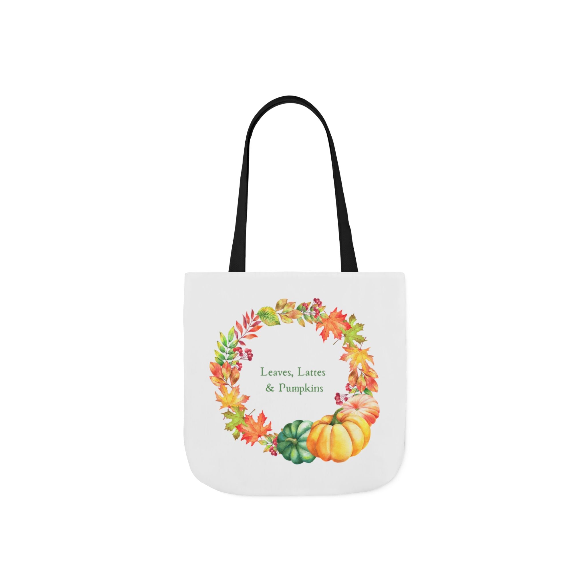 Halloween Canvas Tote Bag — Leaves Lattes & Pumpkins Beach-Ready Shopper