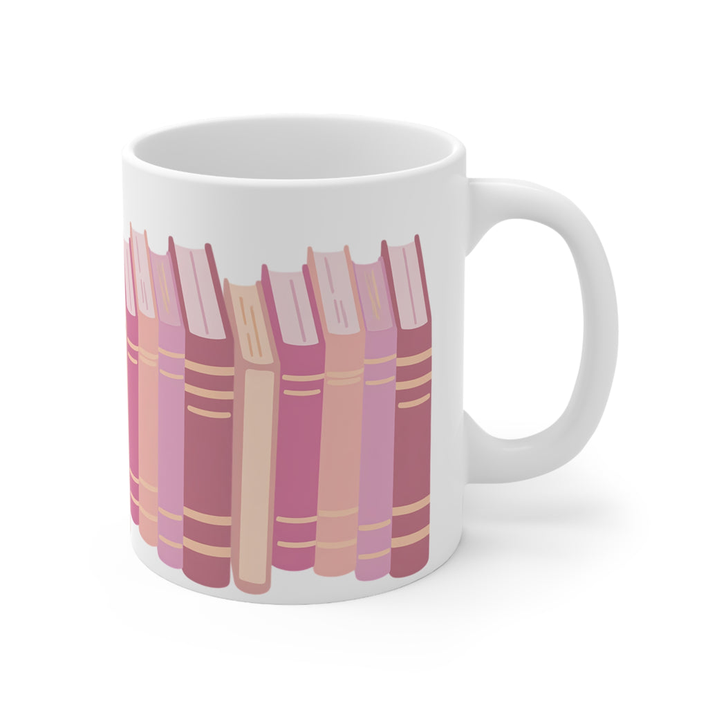 Pink Book Lovers Mug — Ceramic Coffee Cup