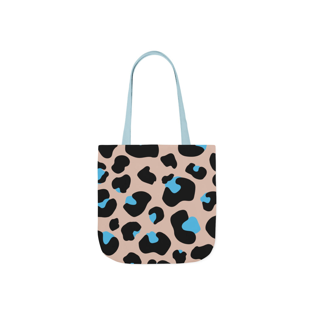 Canvas Tote Bag — Brown Blue Leopard  Beach-Ready Shopper