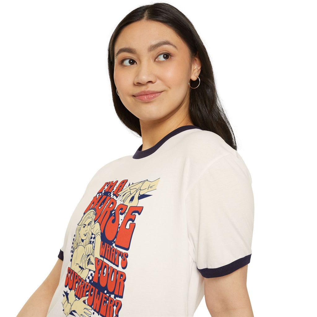 Nurse Superpower Ringer T-Shirt