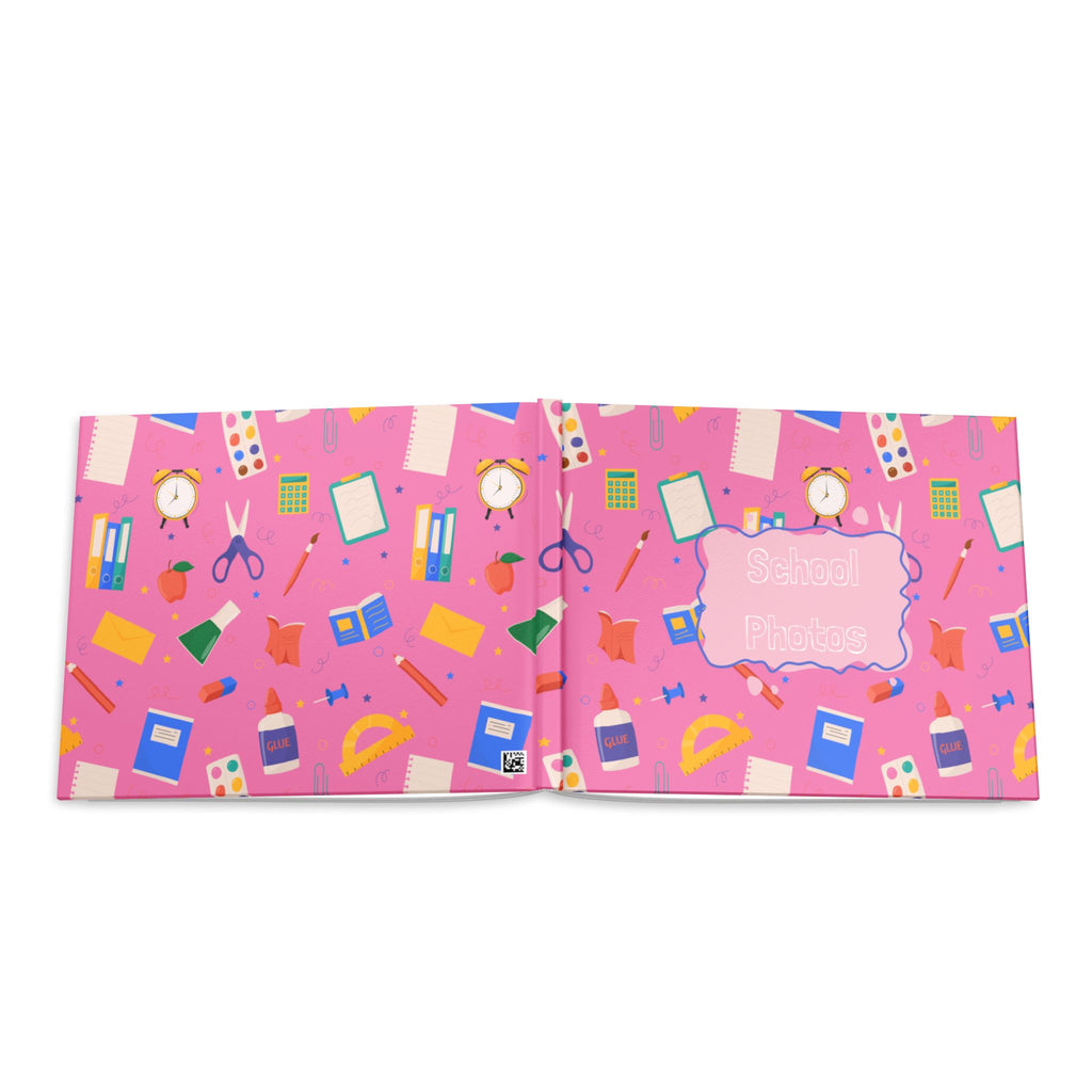 Pink Blue School Photos Hardcover Photo Book — Keepsake Yearbook Memory Album