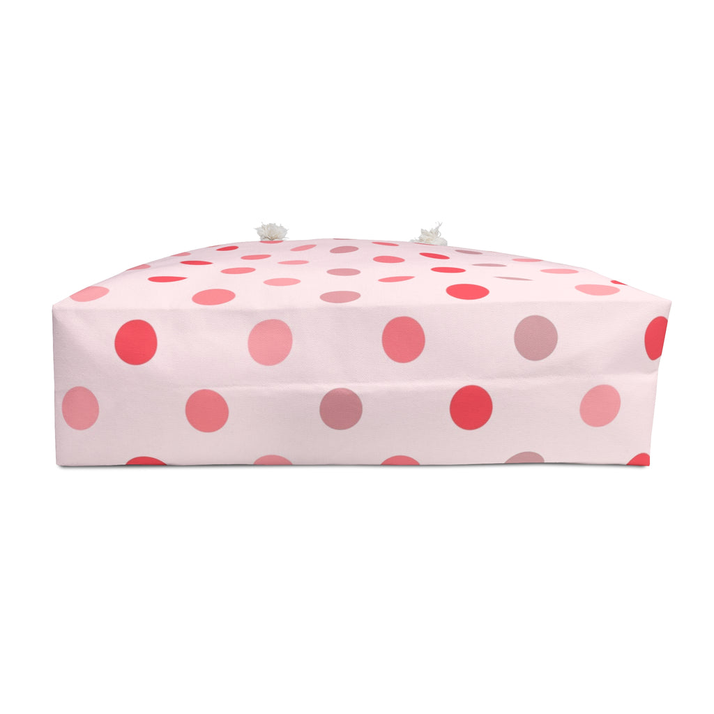 Pink Polka Dot Tile Weekender Bag — Large Travel or Beach Tote