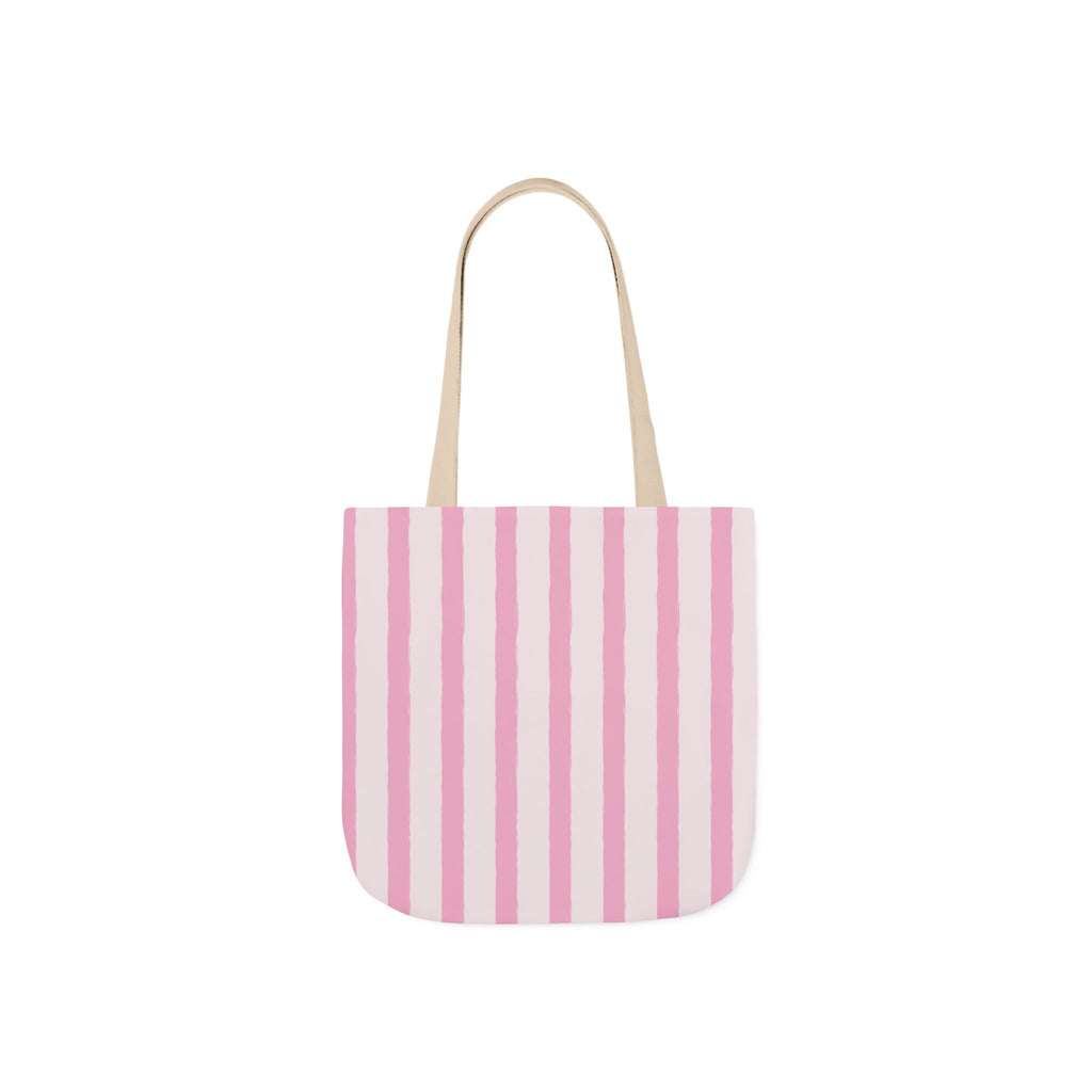 Canvas Tote Bag — Pink Stripe Beach-Ready Shopper