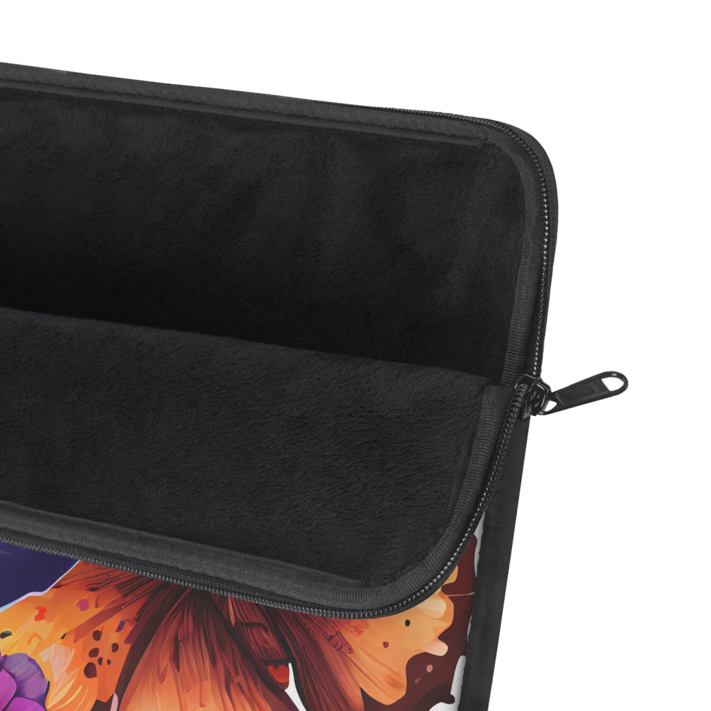 Butterfly Floral Laptop Sleeve — Vibrant Blue & Orange Butterflies, Protective Neoprene Cover