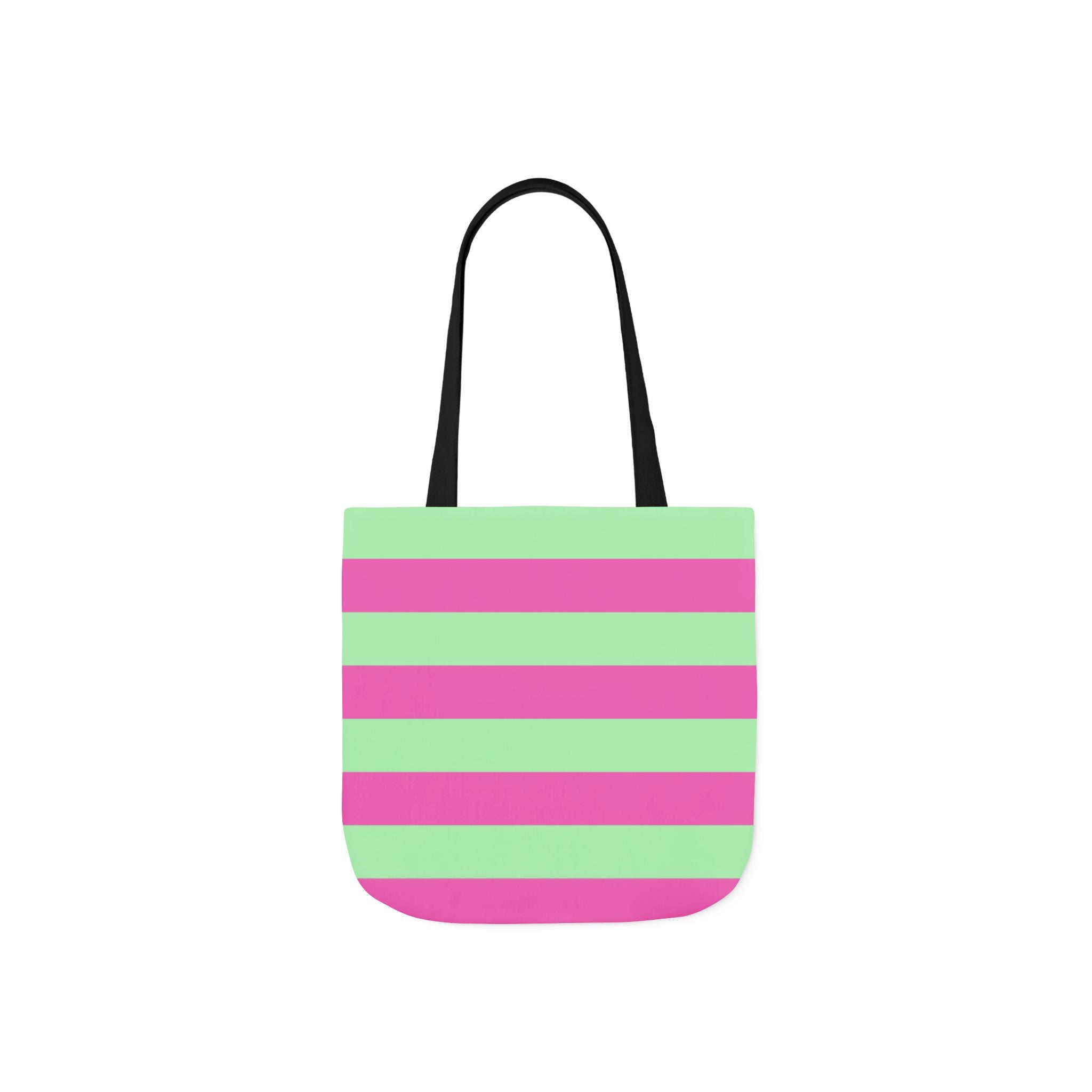 Striped Canvas Tote Bag — Pink & Green Beach-Ready Shopper