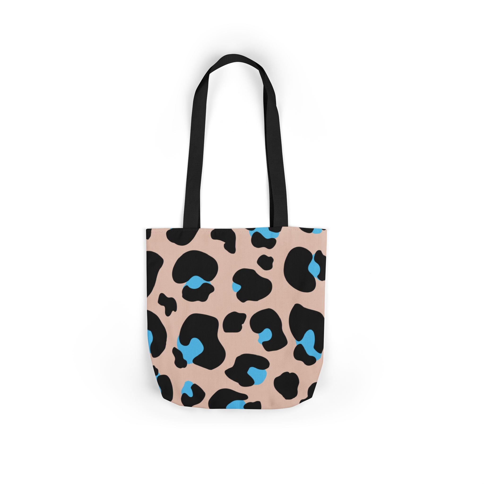 Canvas Tote Bag — Brown Blue Leopard  Beach-Ready Shopper