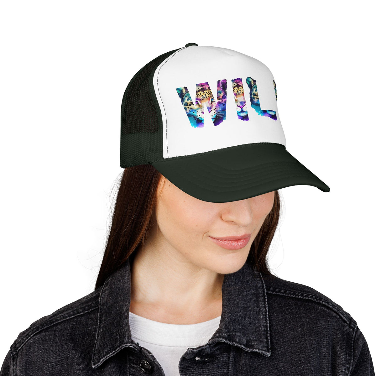 Wild Leopard Print Foam Trucker Hat - Colorful Animal Graphic Cap