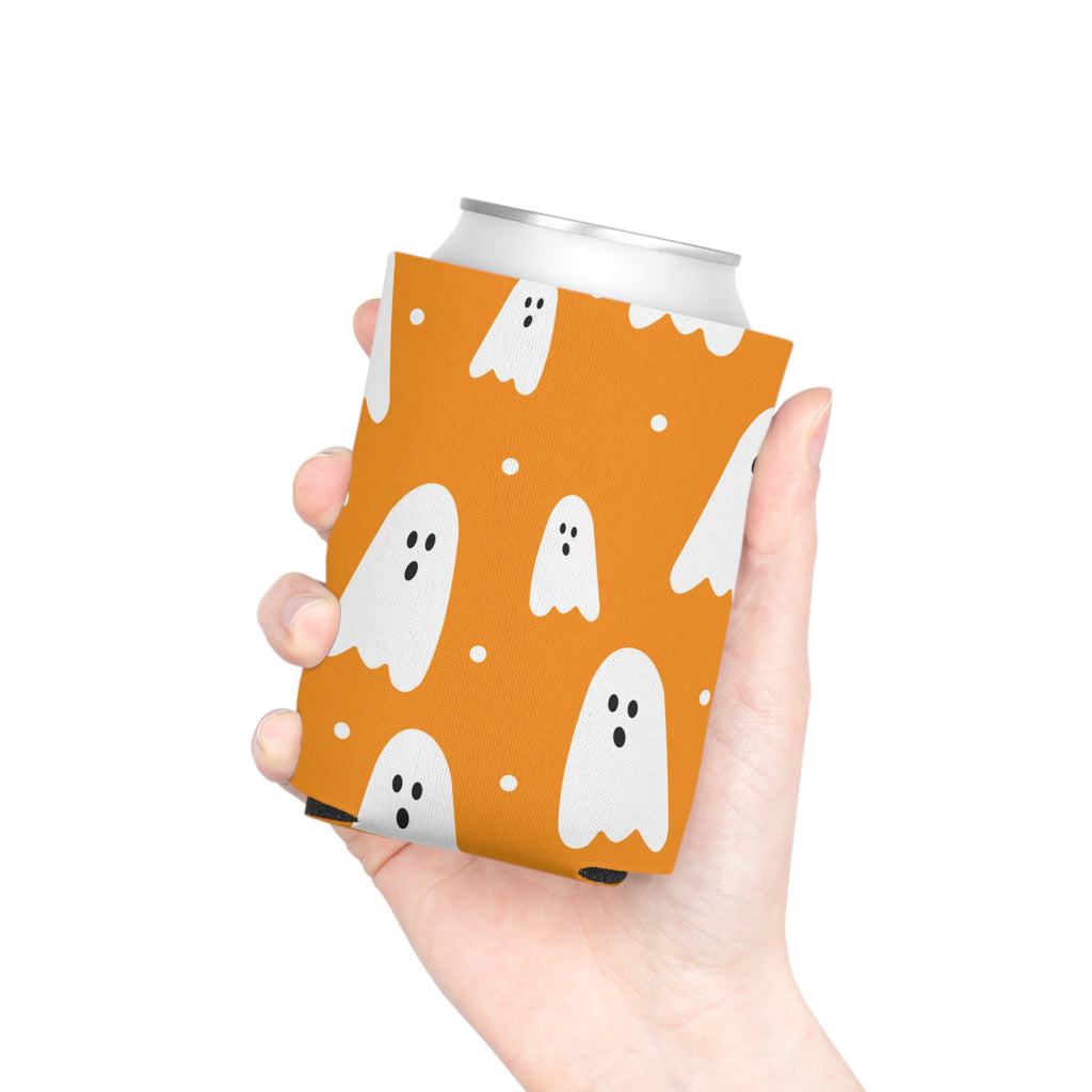 Ghost Halloween Can Cooler –Fall Autumn Beverage Orange White