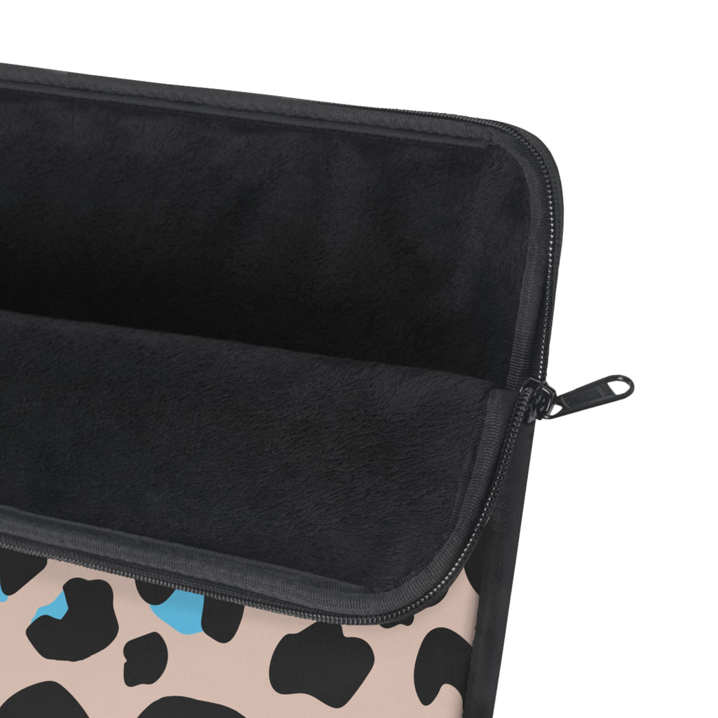 Blue Brown Leopard Print Laptop Sleeve - Protective Neoprene Cover