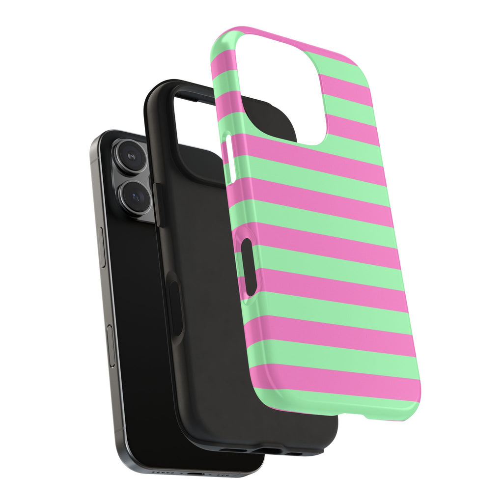 iPhone Case - Pink Green Stripes