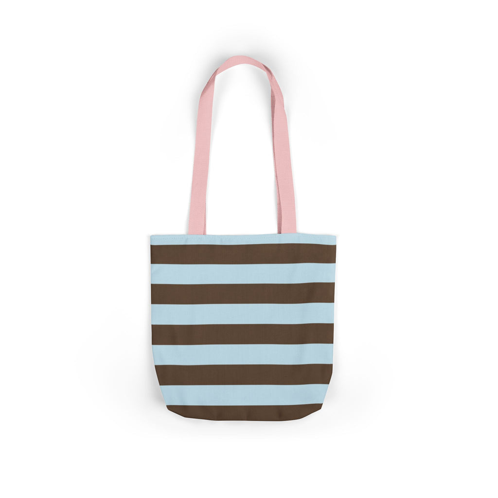 Striped Canvas Tote Bag — Blue & Brown Beach-Ready Shopper