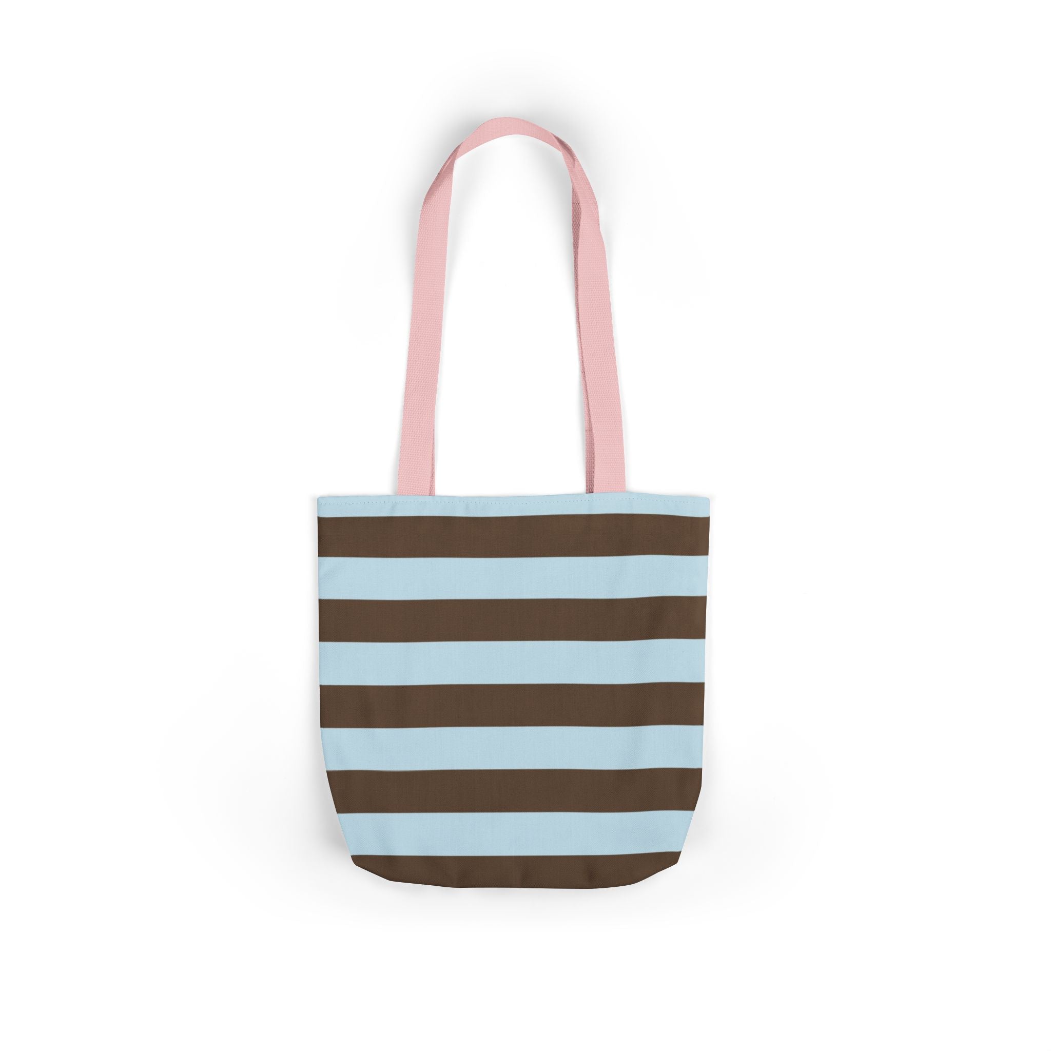 Striped Canvas Tote Bag — Blue & Brown Beach-Ready Shopper