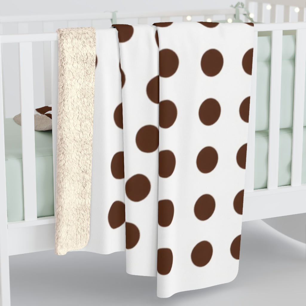 Sherpa Fleece Blanket – Cozy Brown Polka Dot Throw