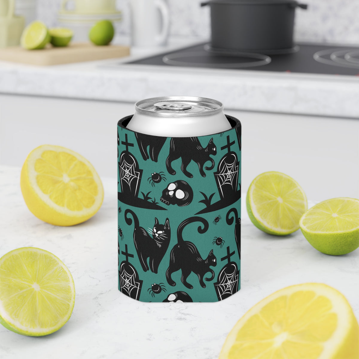 Halloween Black Cats Can Cooler –Fall Autumn Halloween