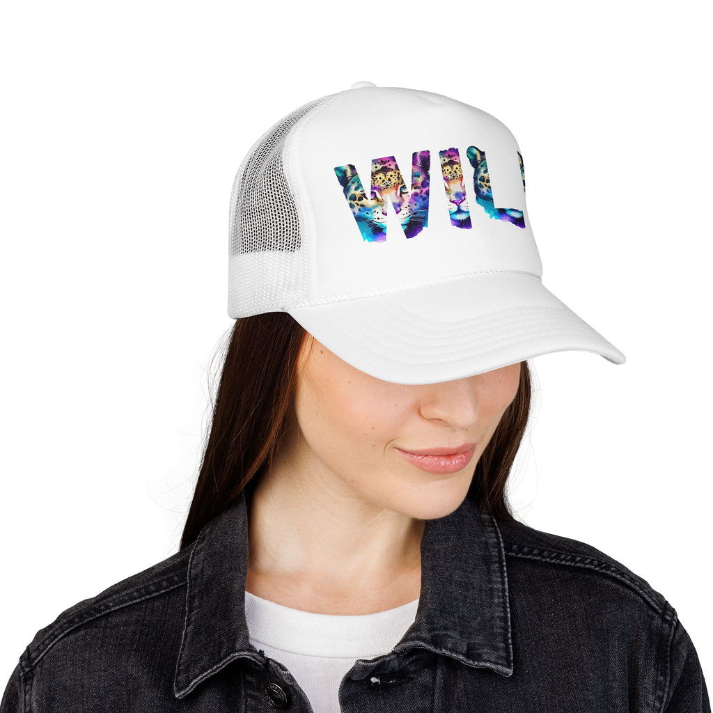 Wild Leopard Print Foam Trucker Hat - Colorful Animal Graphic Cap