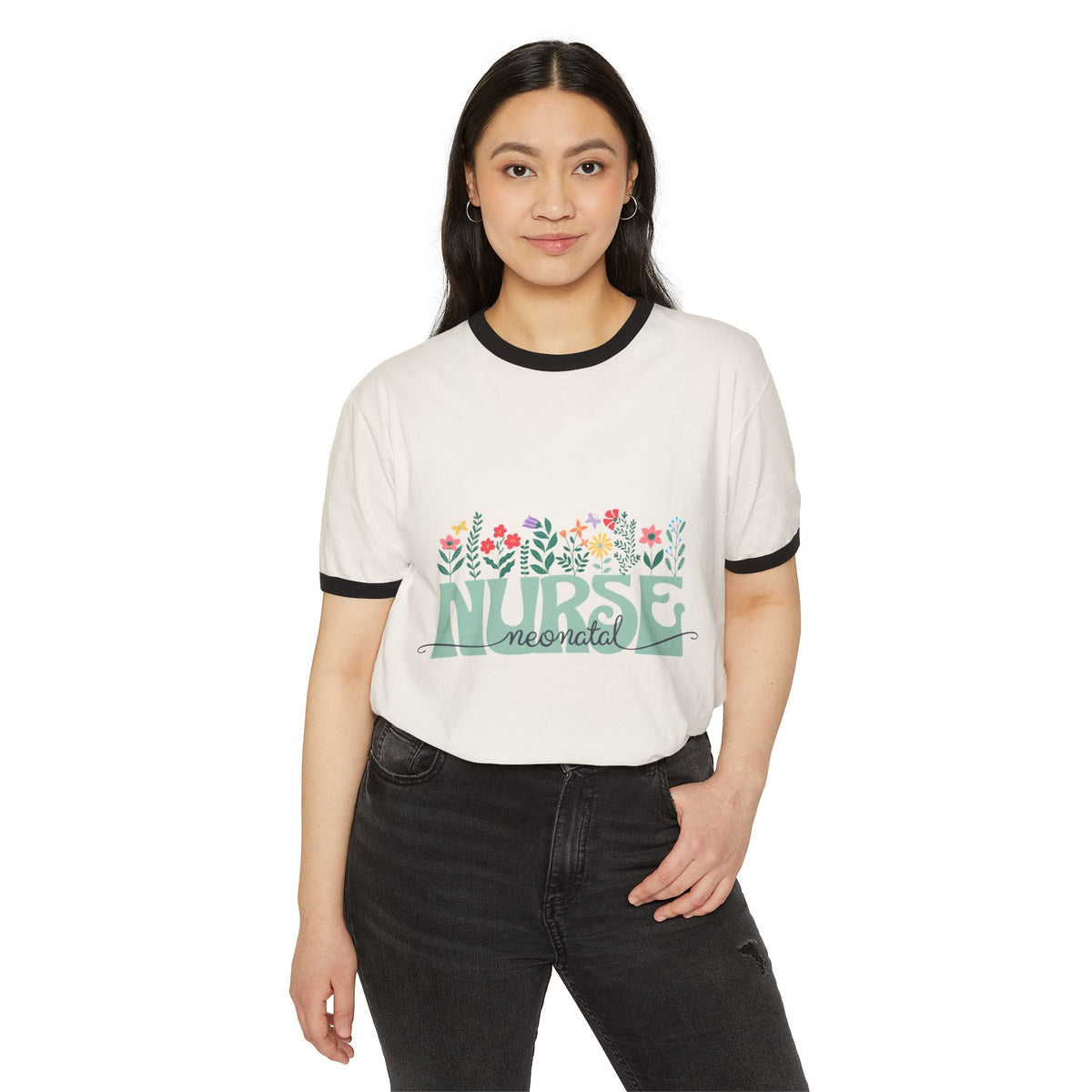 Nurse Neonatal Floral Ringer T-Shirt