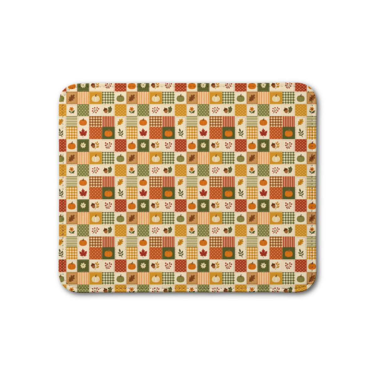 Thanksgiving Fall Halloween Pumpkin Patchwork Pattern LEATHER Placemat - Table Decor
