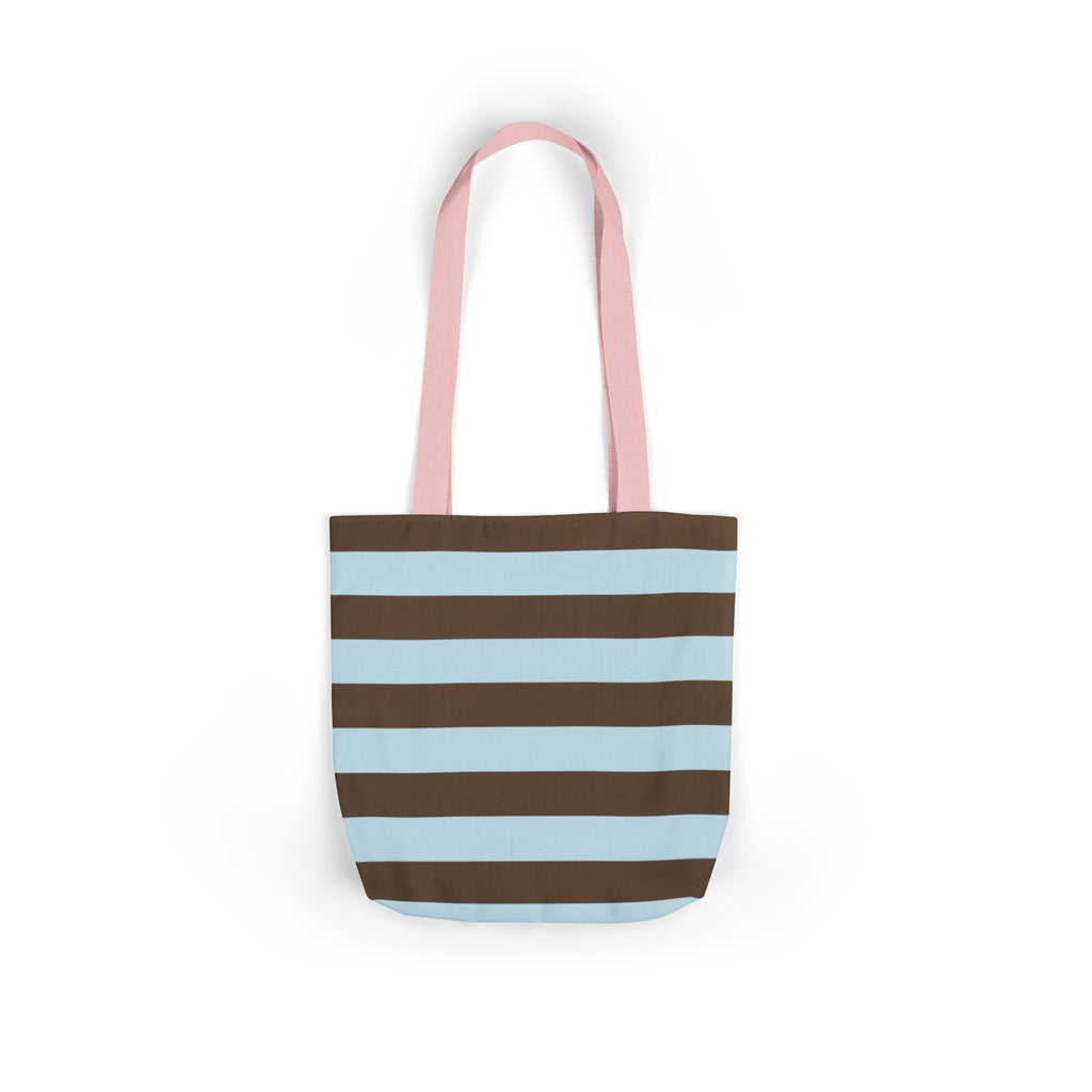 Striped Canvas Tote Bag — Blue & Brown Beach-Ready Shopper