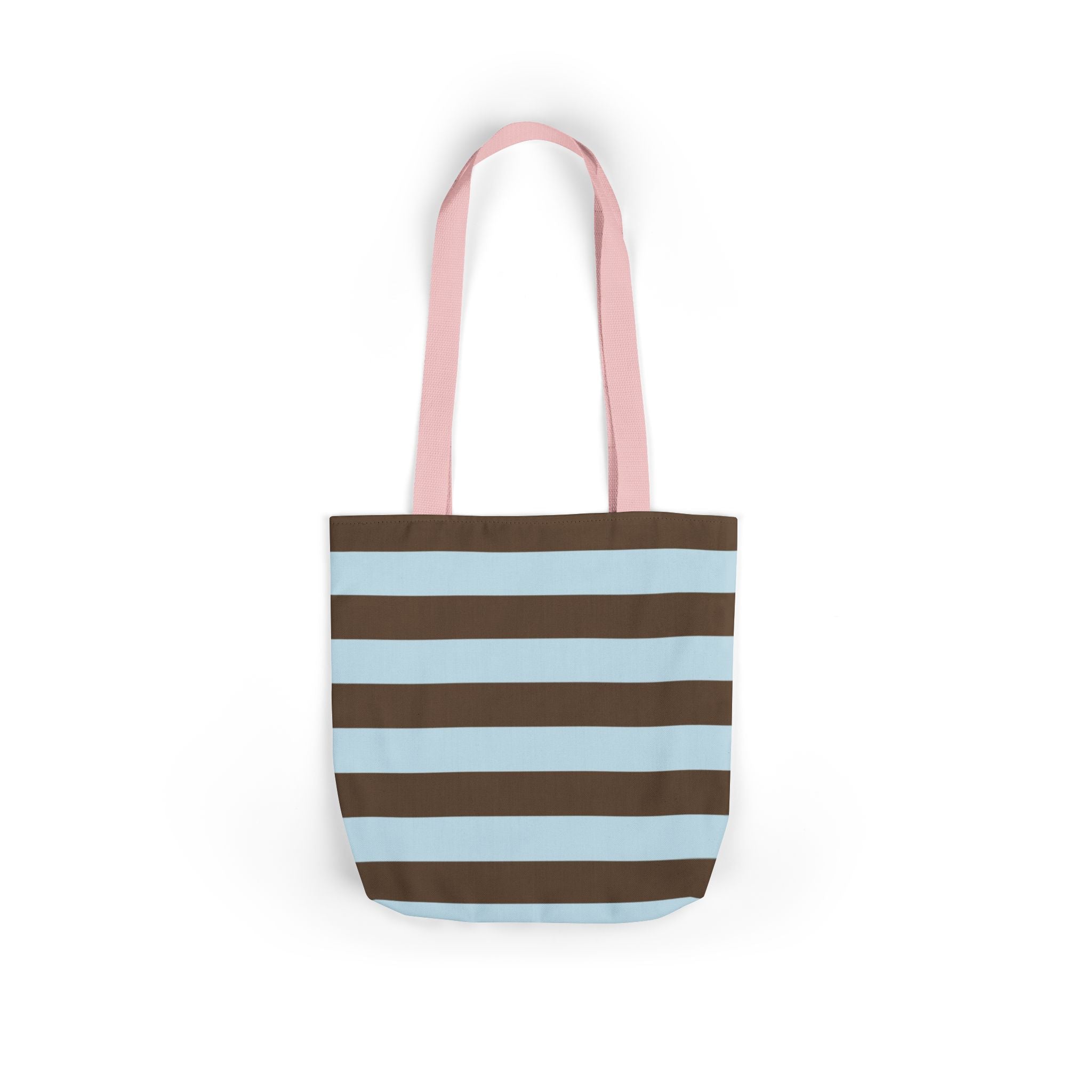 Striped Canvas Tote Bag — Blue & Brown Beach-Ready Shopper