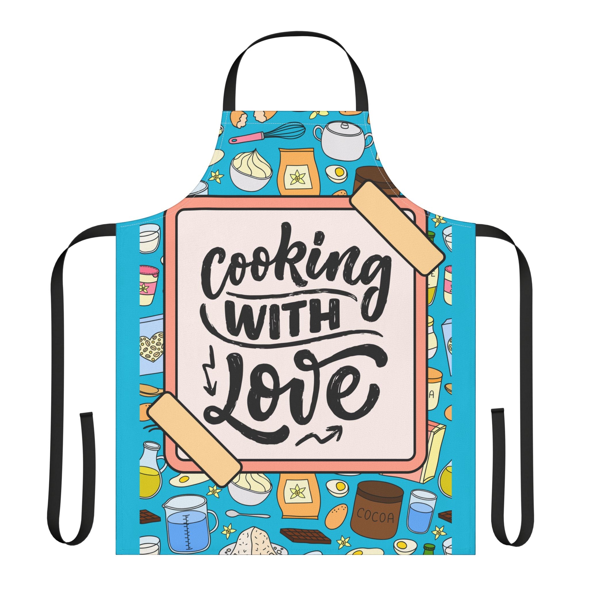 Cooking With Love Kitchen Apron – Colorful Baking & Cooking Apron with Recipe Board Design