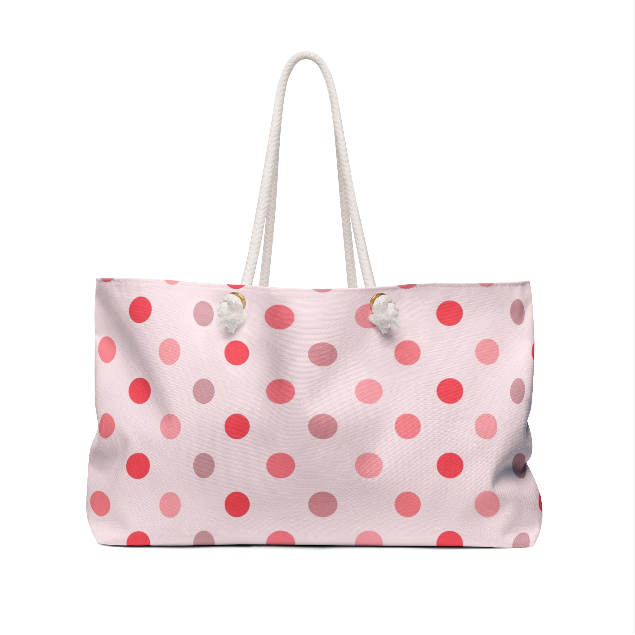 Pink Polka Dot Tile Weekender Bag — Large Travel or Beach Tote