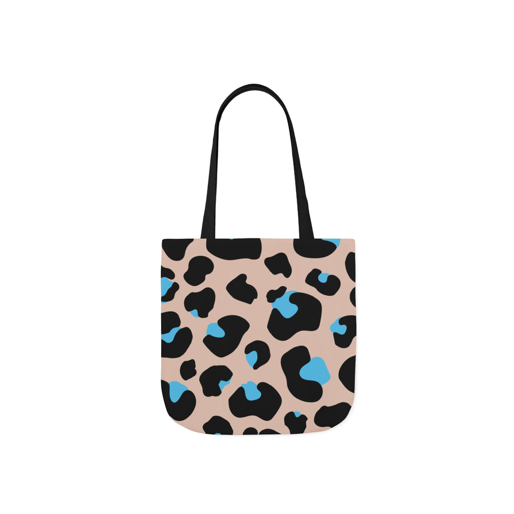 Canvas Tote Bag — Brown Blue Leopard  Beach-Ready Shopper