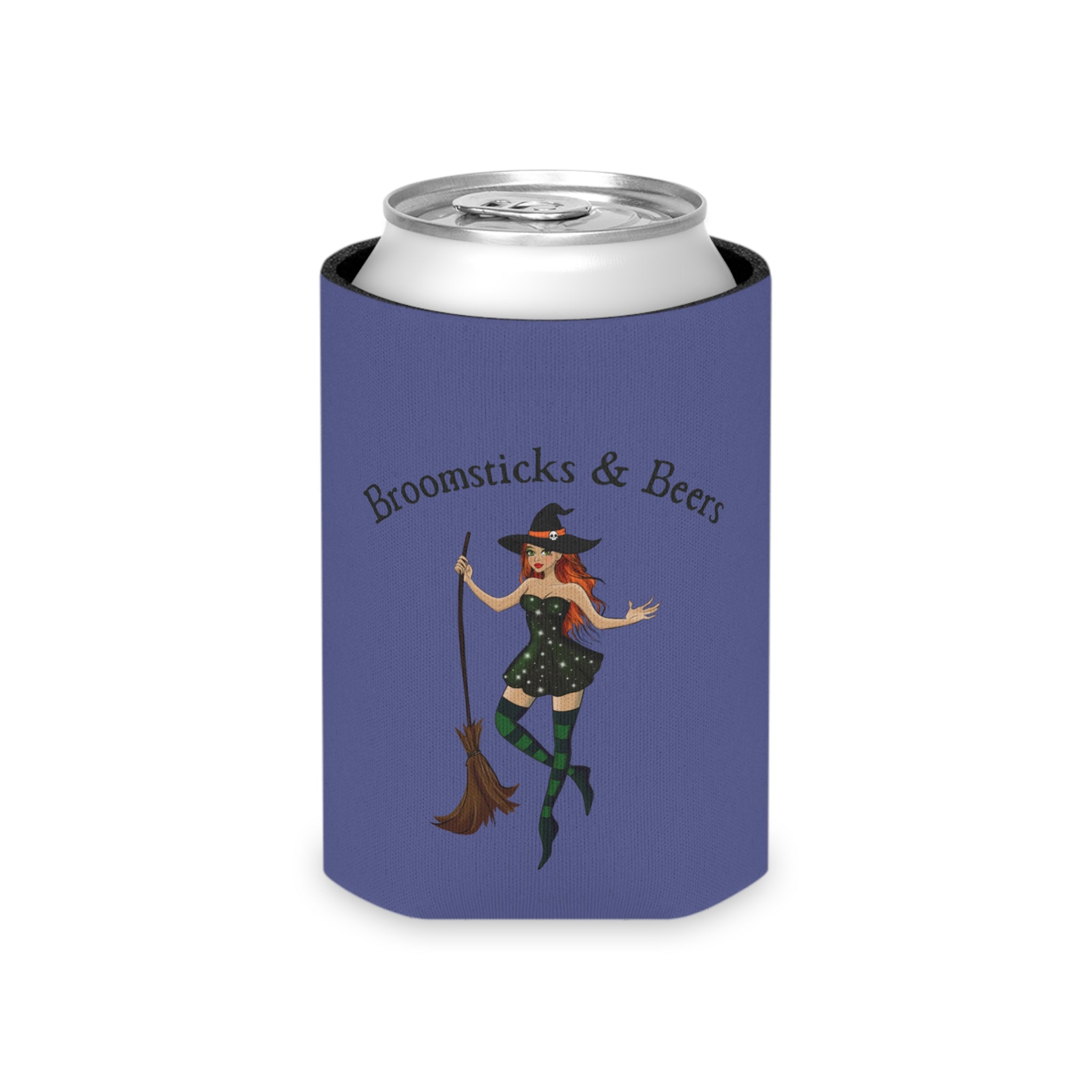 Witch with Broomsticks & Beers Halloween Can Cooler –Fall Autumn Halloween