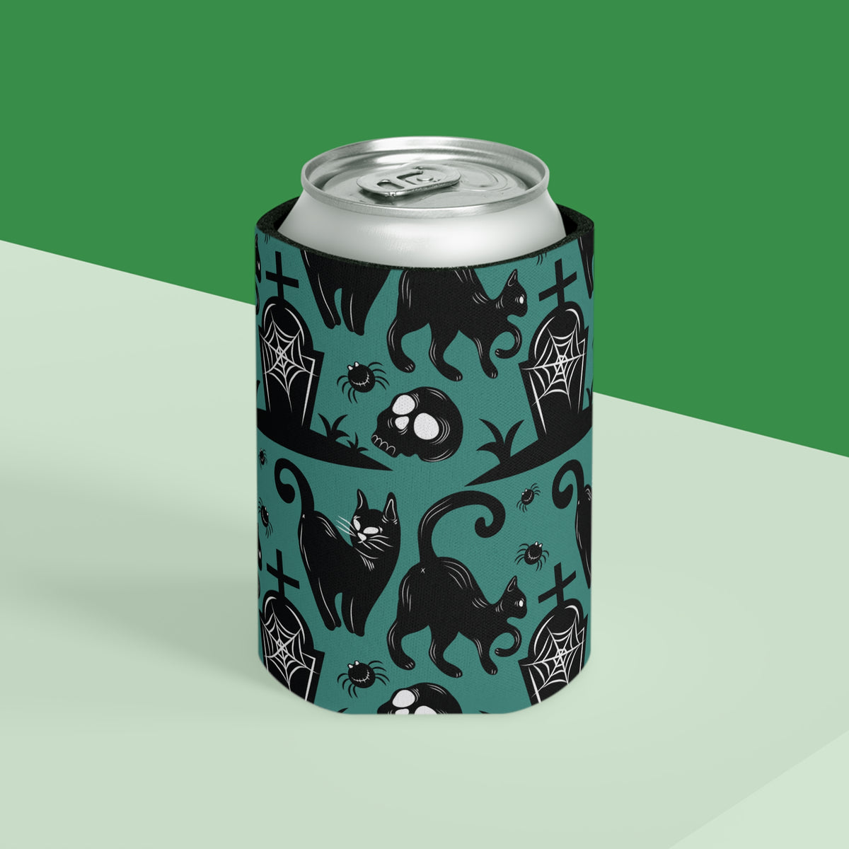 Halloween Black Cats Can Cooler –Fall Autumn Halloween